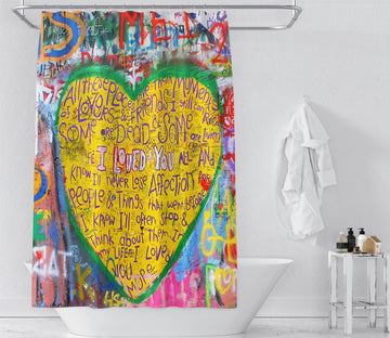 3D Love White Wall 011 Shower Curtain 3D Shower Curtain AJ Creativity Home 