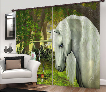3D Woods Mushroom Unicorns 096 Curtains Drapes Curtains AJ Creativity Home 
