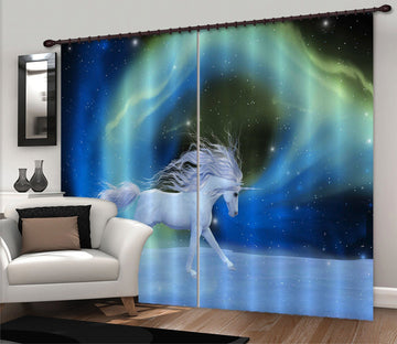 3D Galaxy Unicorns 121 Curtains Drapes Curtains AJ Creativity Home 