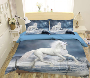 3D Lightning Play Unicorn 015 Bed Pillowcases Quilt Wallpaper AJ Wallpaper 