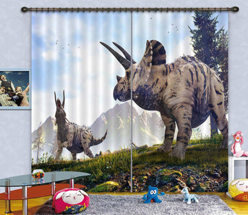 3D Horned Dragon 148 Curtains Drapes Curtains AJ Creativity Home 