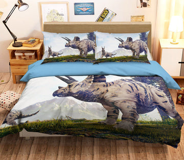 3D White Horned Dragon 081 Bed Pillowcases Quilt Wallpaper AJ Wallpaper 