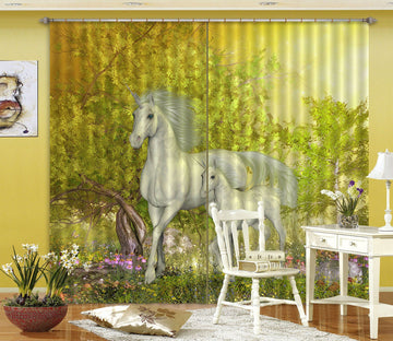 3D Flower Mushroom Unicorns 108 Curtains Drapes Curtains AJ Creativity Home 