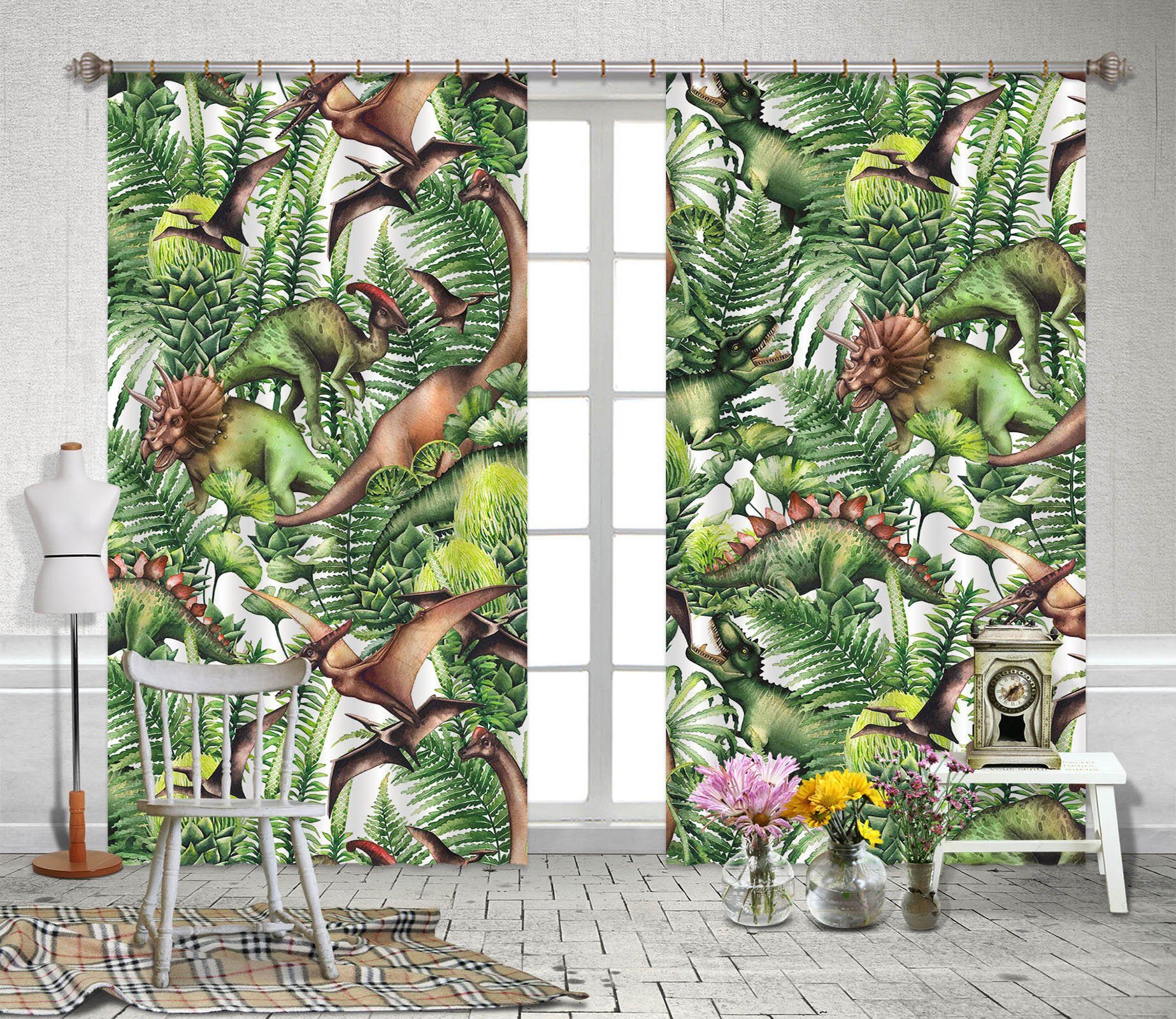 3D Cartoon Dinosa 166 Curtains Drapes Curtains AJ Creativity Home 