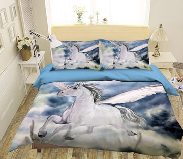 3D White Clouds Fly Unicorn 037 Bed Pillowcases Quilt Wallpaper AJ Wallpaper 