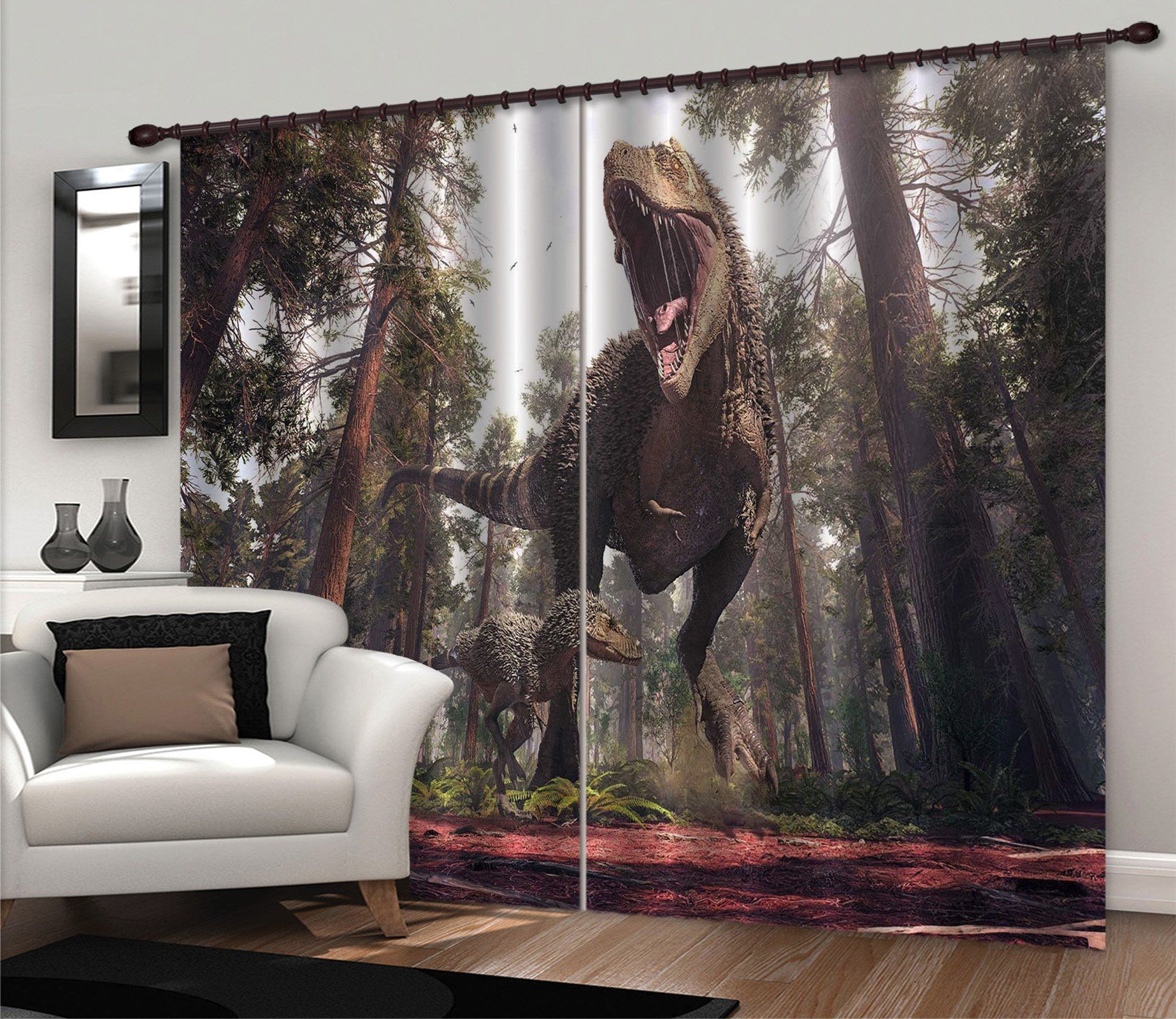 3D Tyrannosaurus Ferocious 164 Curtains Drapes Curtains AJ Creativity Home 