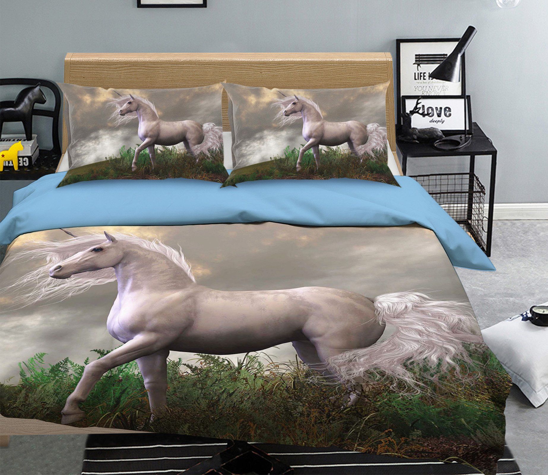 3D Meadow Unicorn 012 Bed Pillowcases Quilt Wallpaper AJ Wallpaper 