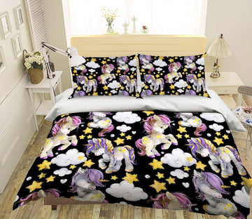 3D Cartoon Stars Unicorn 027 Bed Pillowcases Quilt Wallpaper AJ Wallpaper 