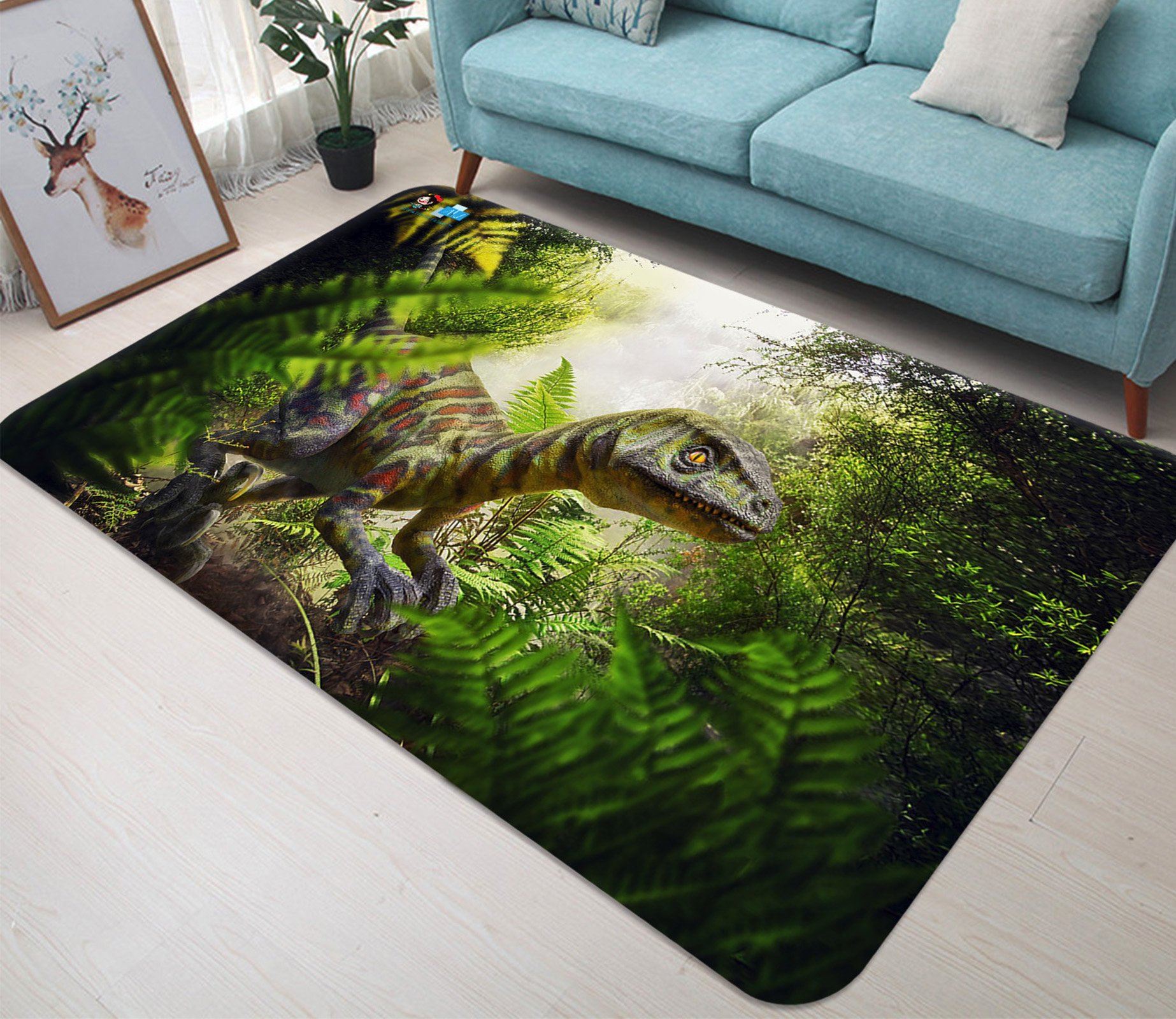 3D Wood Green Dragon 17 Non Slip Rug Mat Mat AJ Creativity Home 