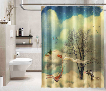 3D Swing Giraffe 006 Shower Curtain 3D Shower Curtain AJ Creativity Home 