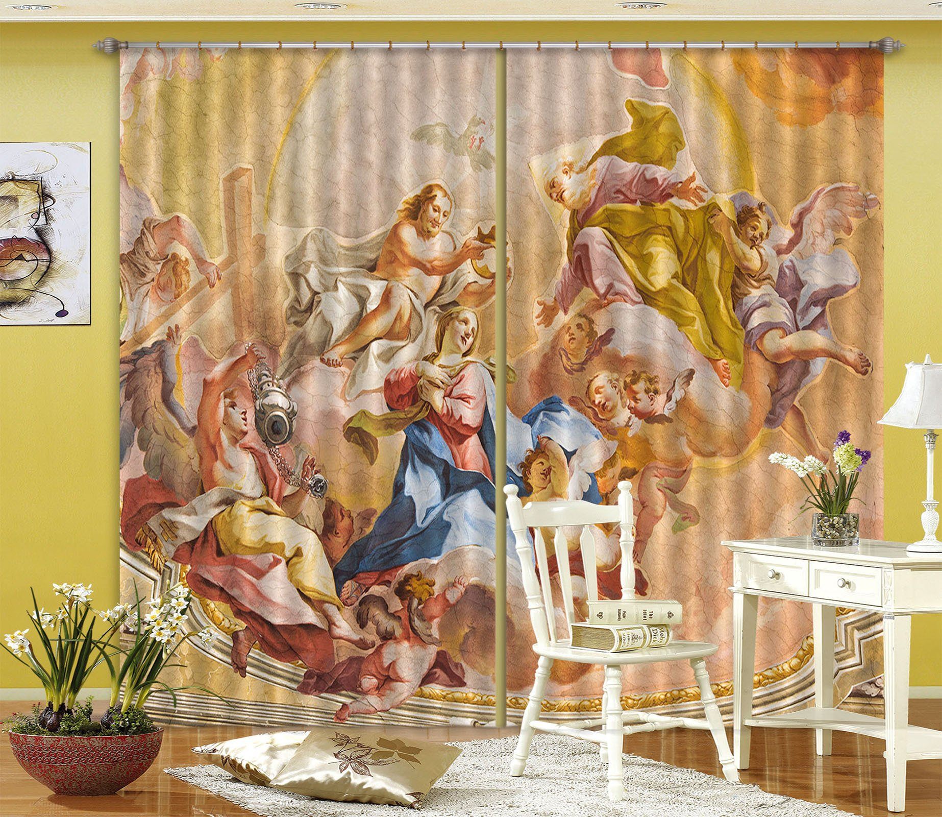 3D Old Man Crown 026 Curtains Drapes Curtains AJ Creativity Home 