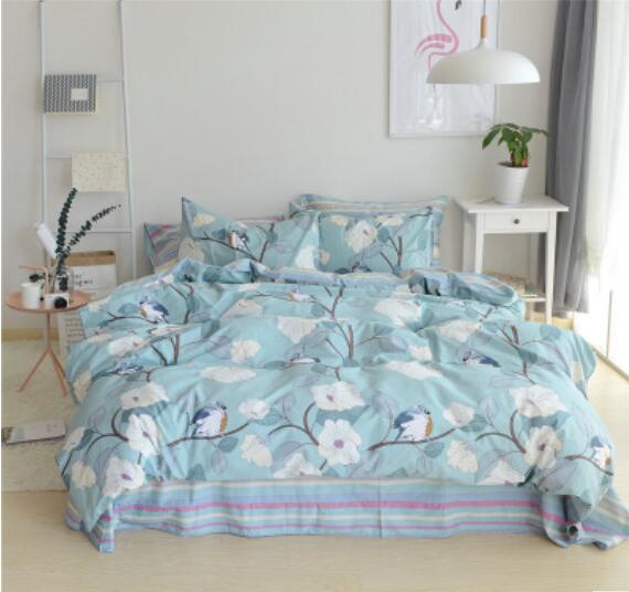 3D Light Blue Flowers 20297 Bed Pillowcases Quilt