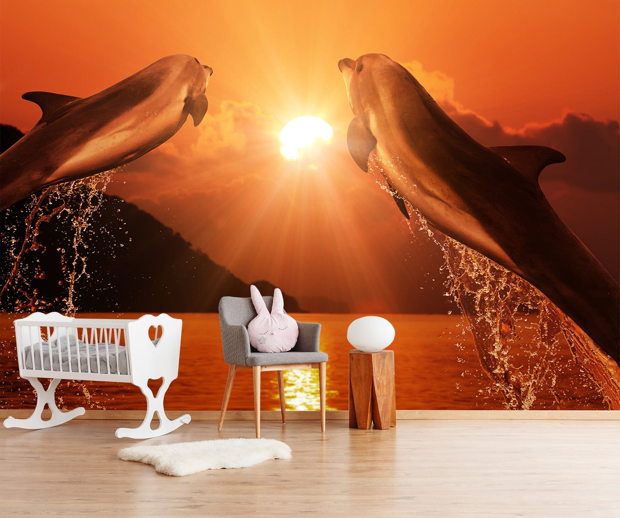 3D Sunset Dolphin 114 Wall Murals Wallpaper AJ Wallpaper 2 