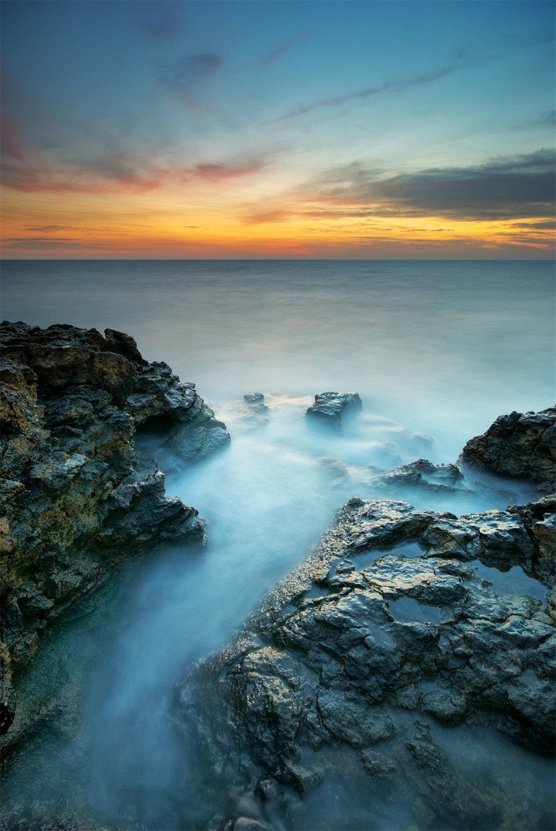 3D sea sunset glow door mural Wallpaper AJ Wallpaper 