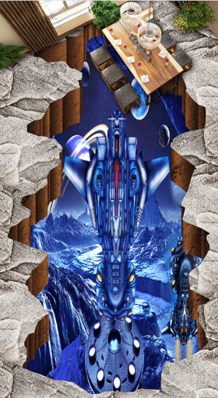 3D Spaceship Floor Mural Wallpaper AJ Wallpaper 2 