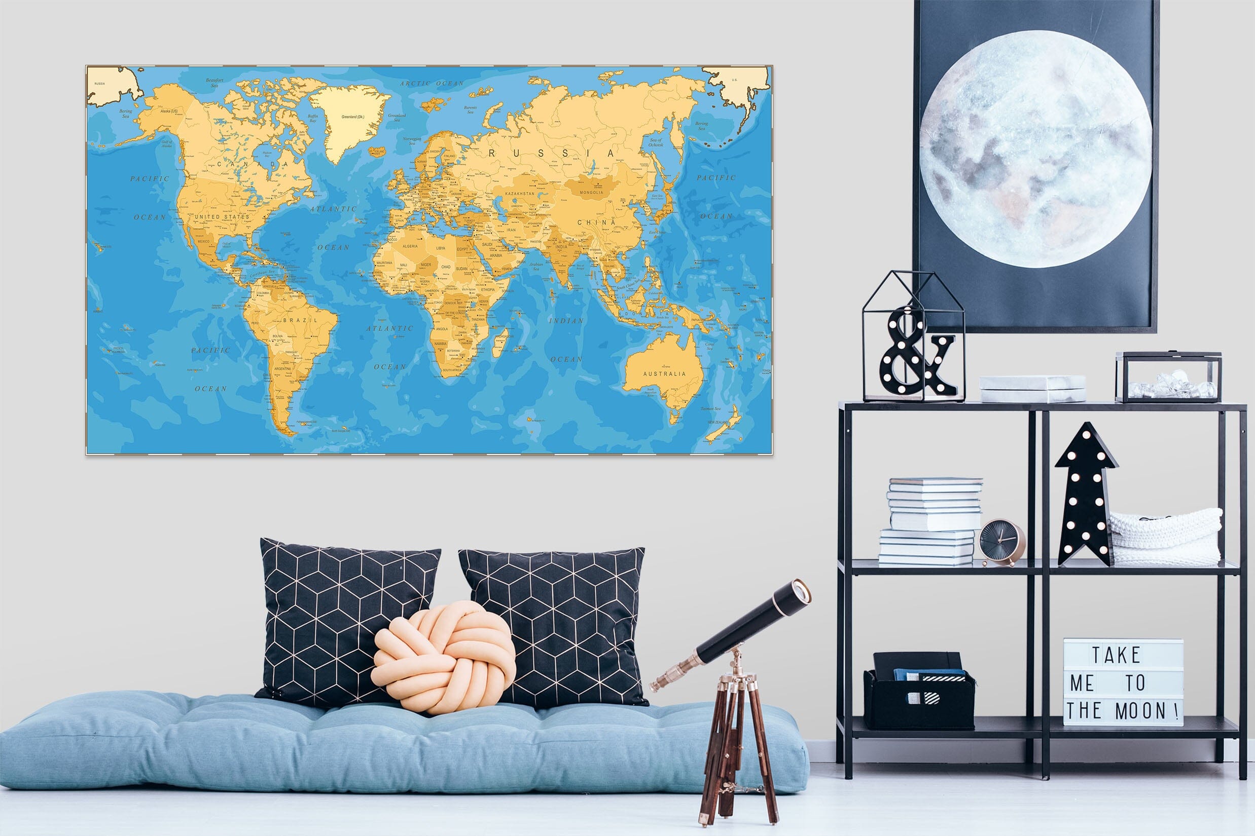 3D Gold Pattern 248 World Map Wall Sticker Wallpaper AJ Wallpaper 2 