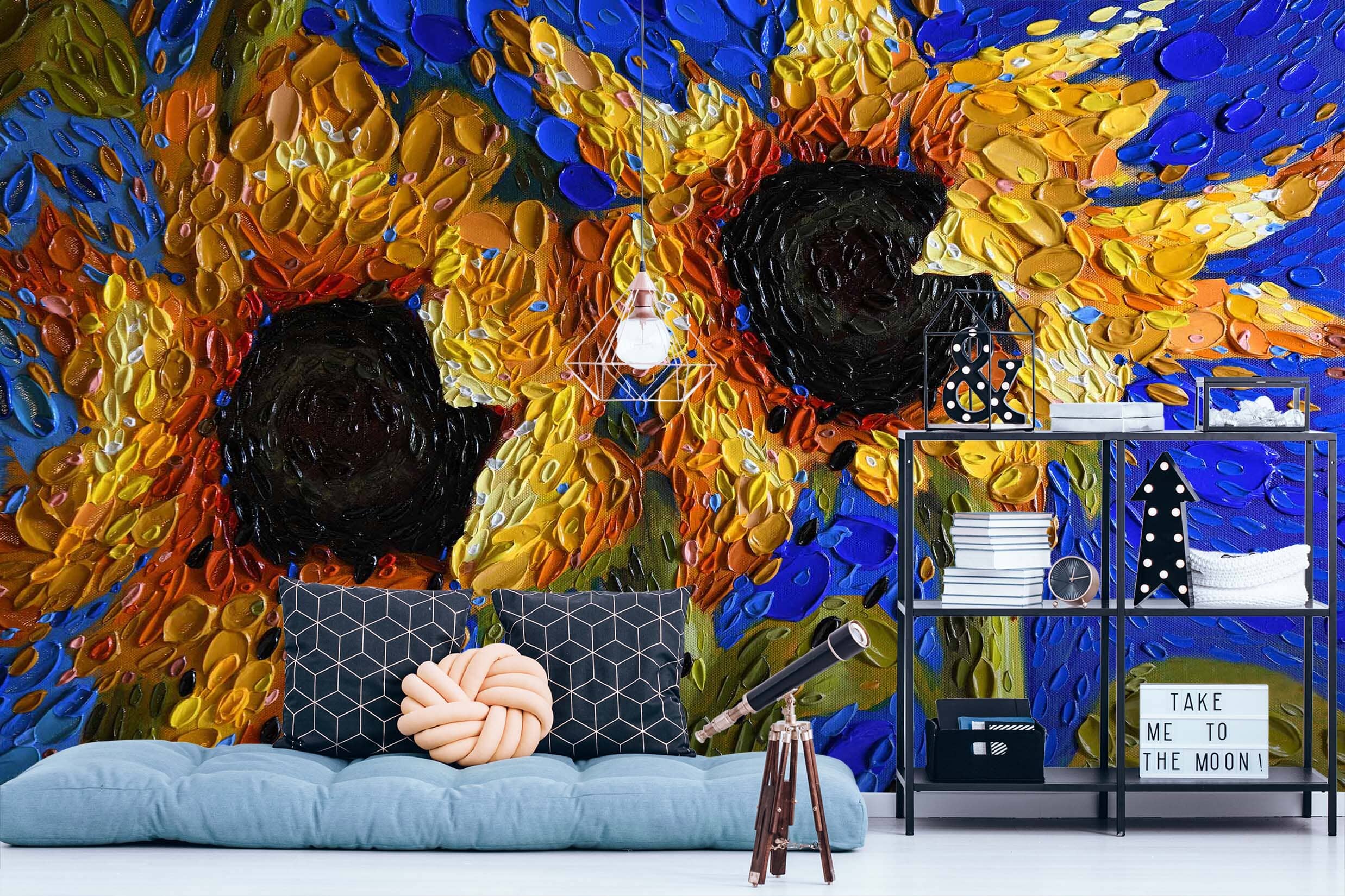 3D Sunflower 1402 Dena Tollefson Wall Mural Wall Murals Wallpaper AJ Wallpaper 2 