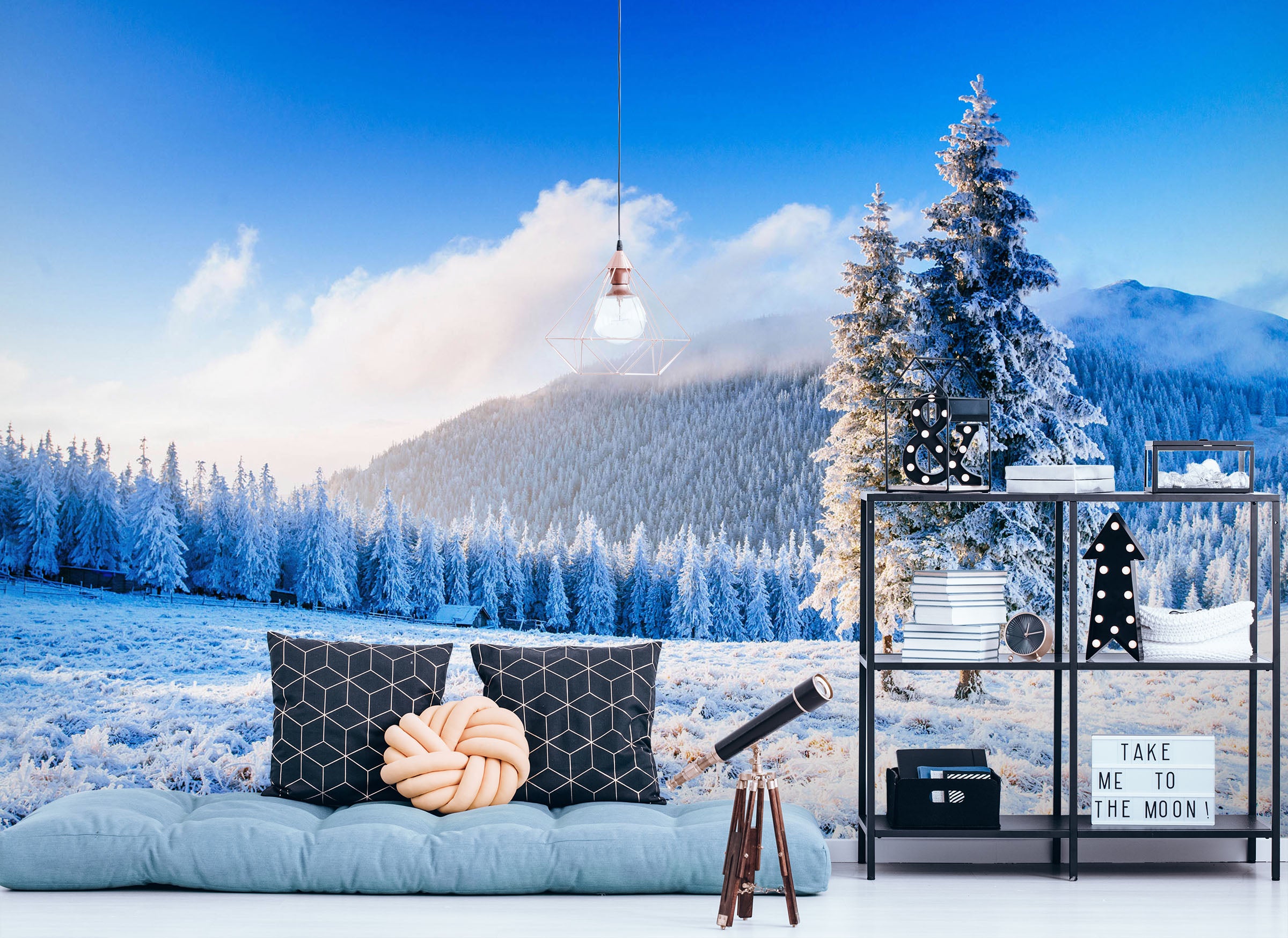 3D Snow Mountain Tree 58044 Wall Murals