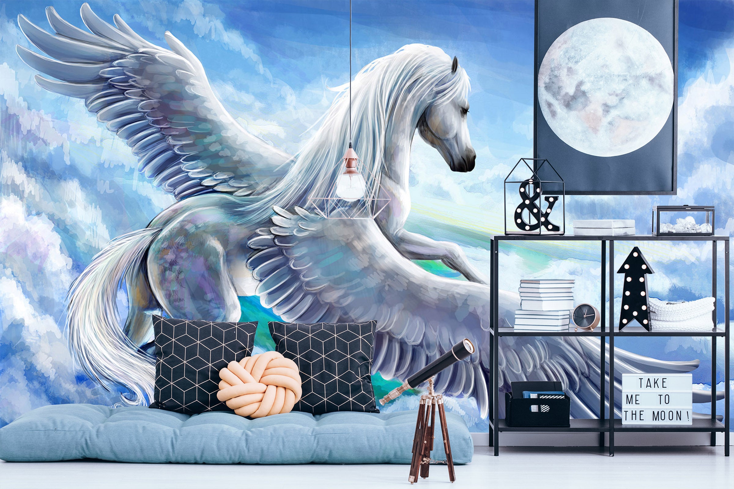 3D White Pegasus 317 Wall Murals