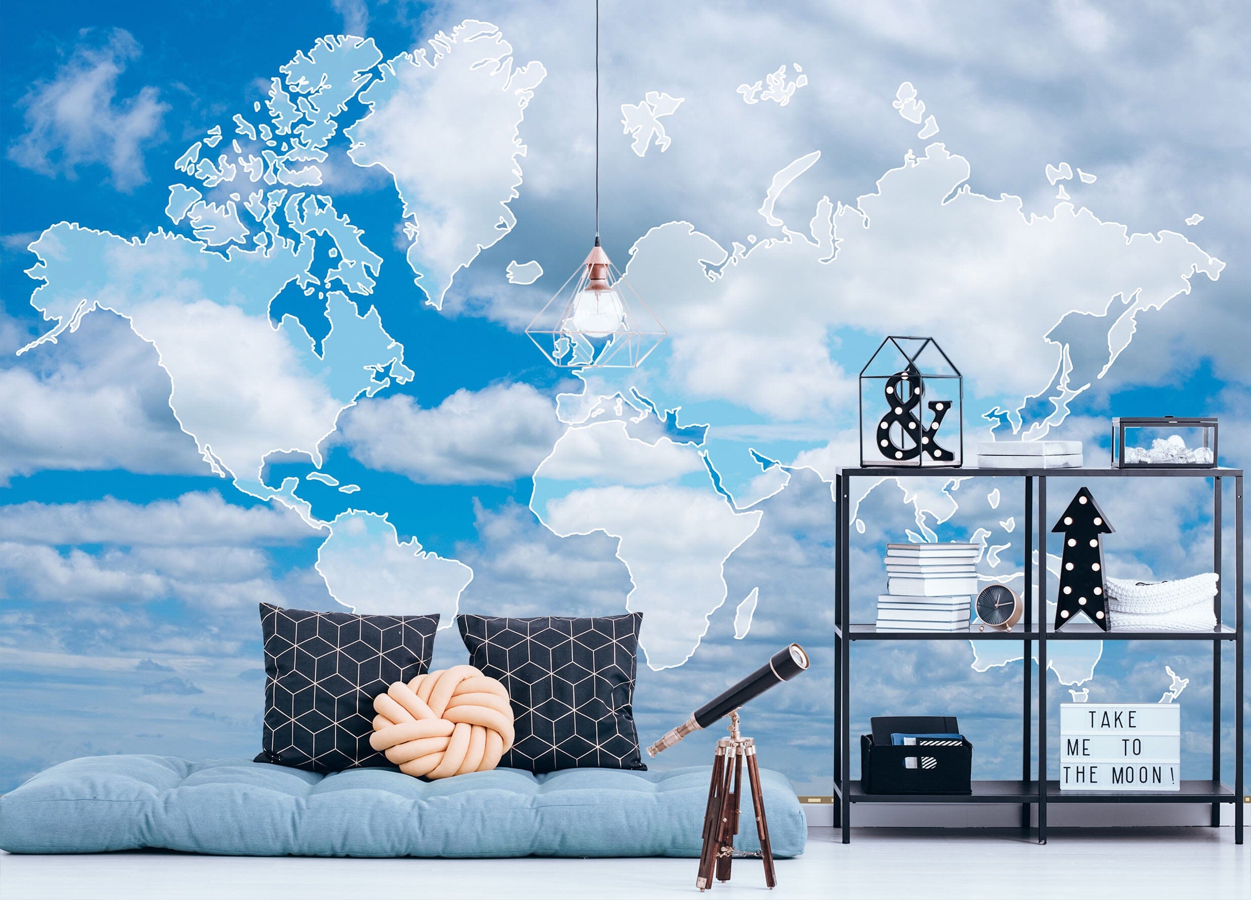 3D Clouds Pattern 2140 World Map Wall Murals Wallpaper AJ Wallpaper 2 