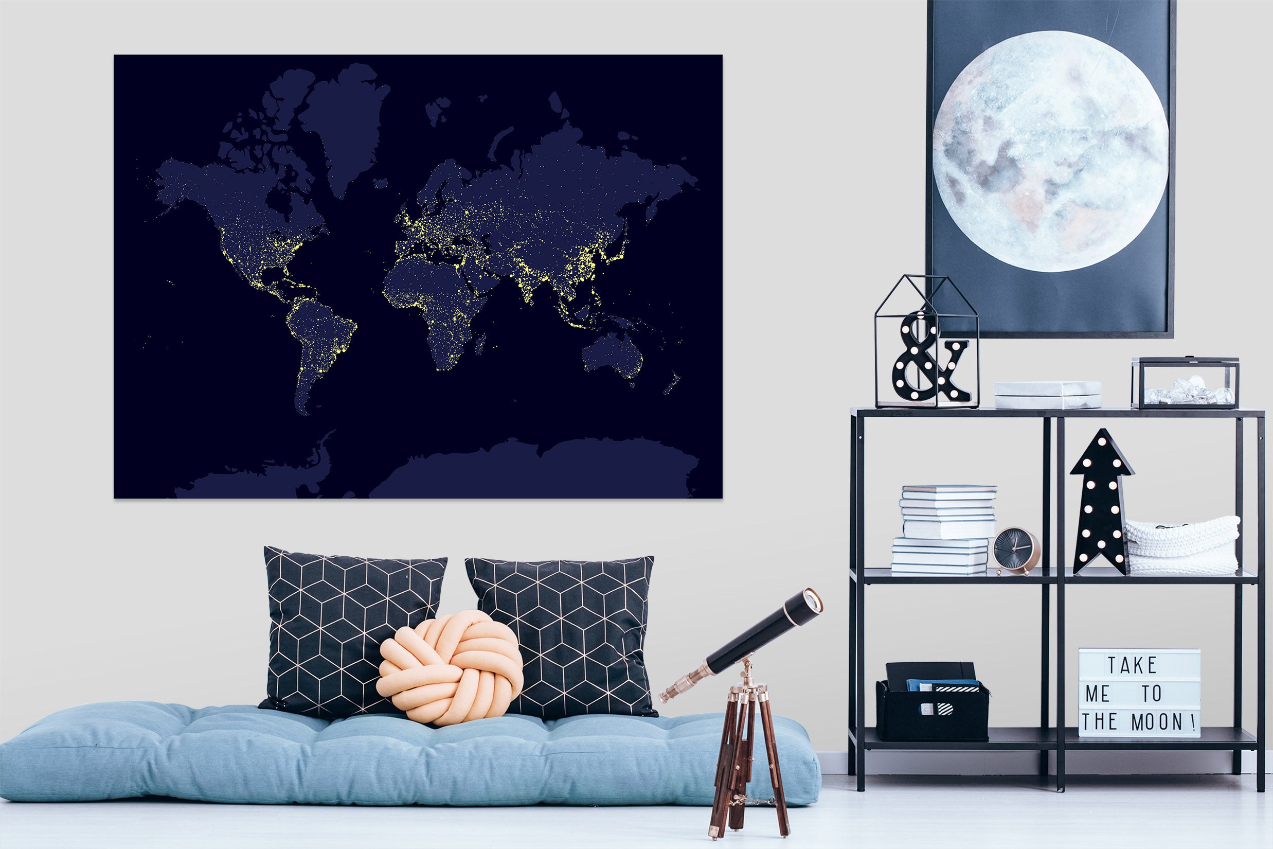 3D Silent Night 223 World Map Wall Sticker