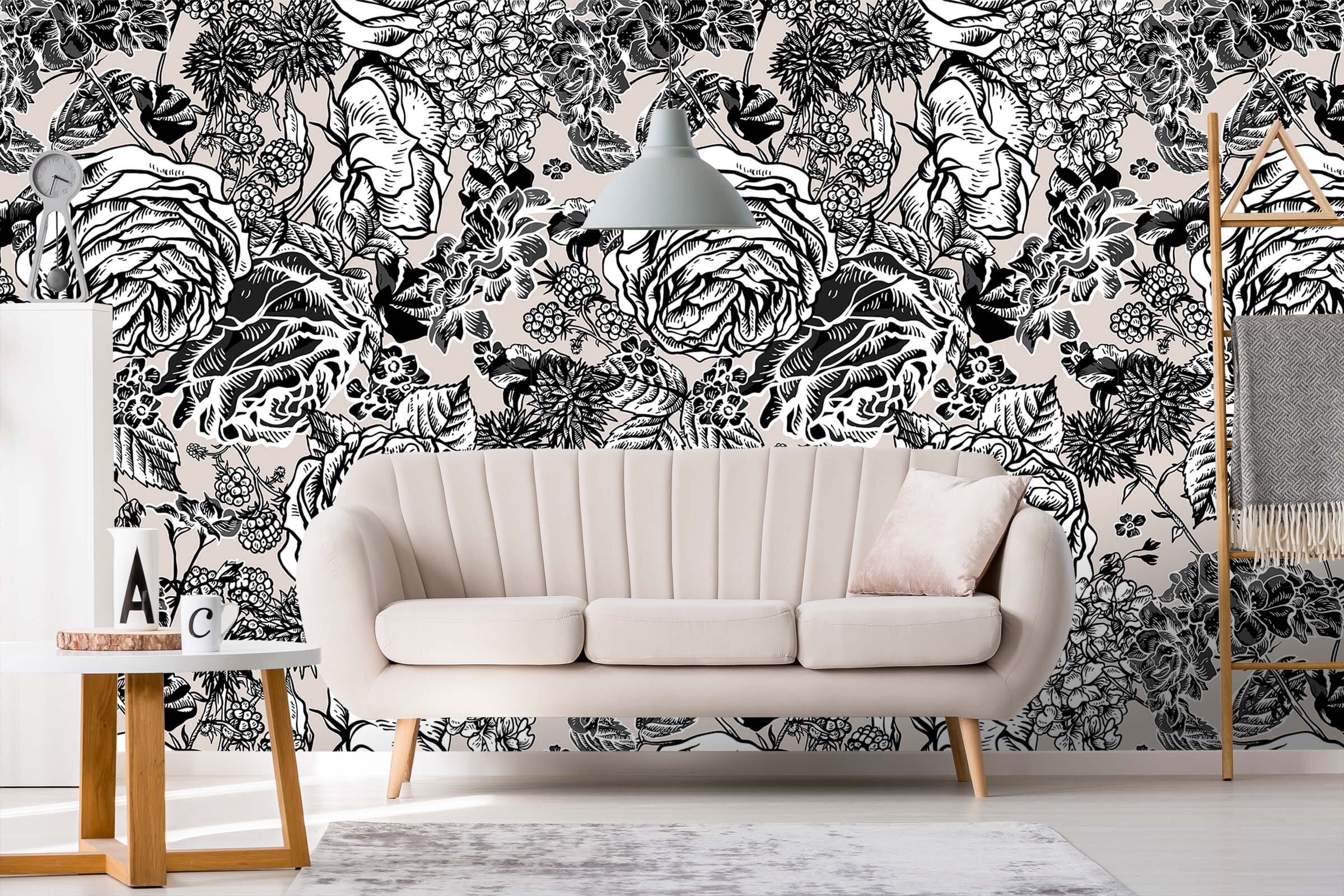 3D Doodle Peony Flower 46 Wall Murals Wallpaper AJ Wallpaper 2 