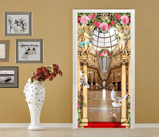 3D angel surround church door mural Wallpaper AJ Wallpaper 