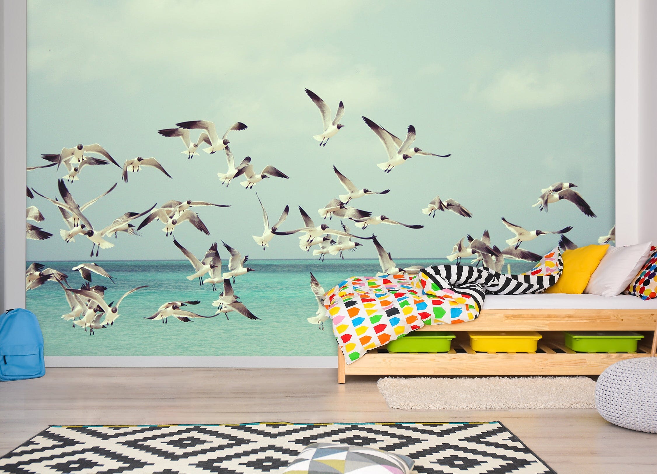 3D Seagull Group 262 Wall Murals Wallpaper AJ Wallpaper 2 