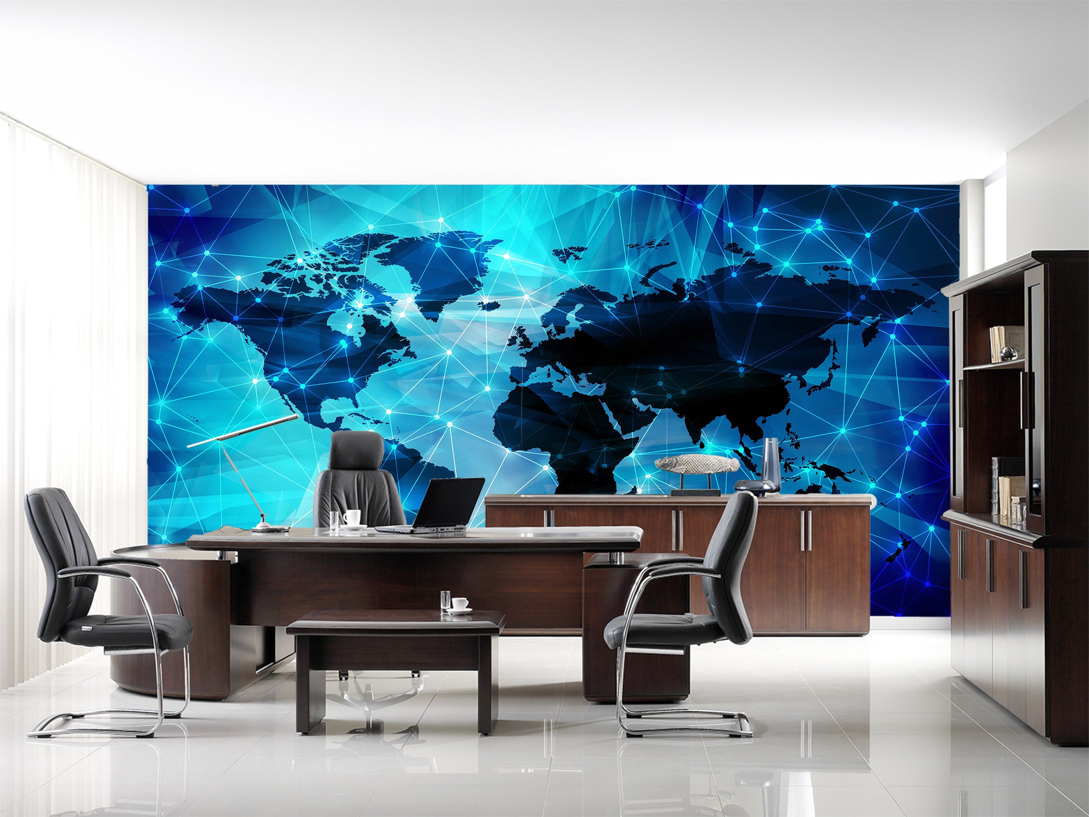 3D Blue Valley 2148 World Map Wall Murals
