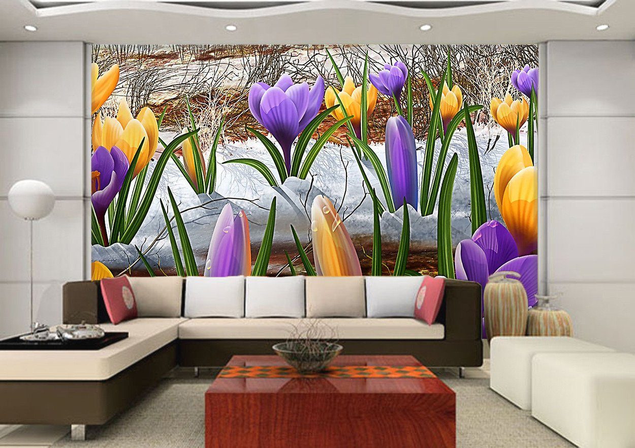 3D Purple And Yellow Tulip 56 Wallpaper AJ Wallpaper 