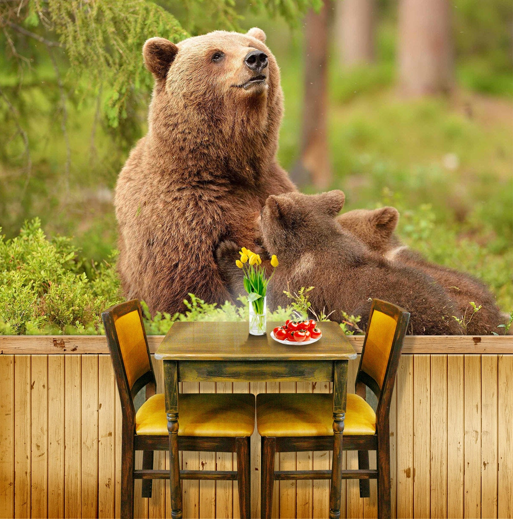 3D Brown Bear 1062 Wall Murals Wallpaper AJ Wallpaper 2 