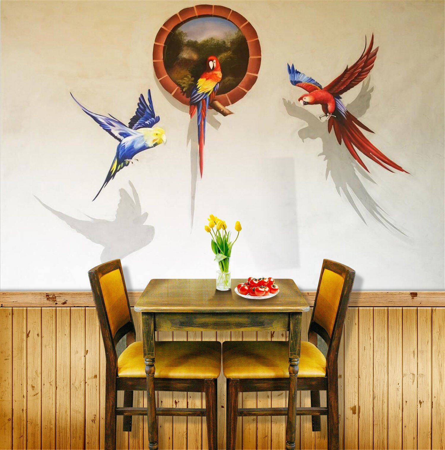 3D Colorful Parrots 323 Wallpaper AJ Wallpaper 