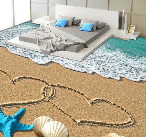 3D Romantic Sandy Beach Floor Mural Wallpaper AJ Wallpaper 2 