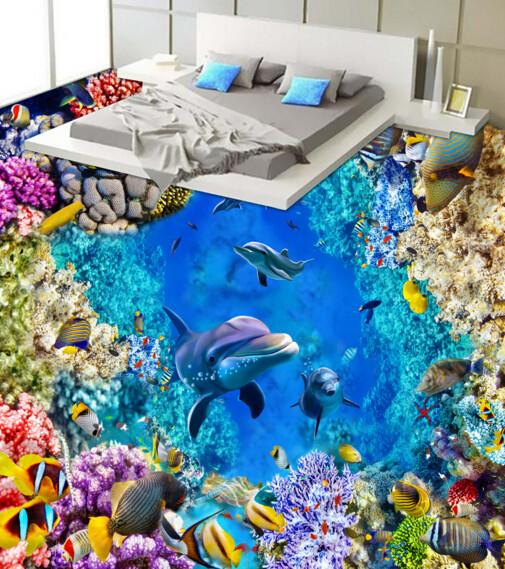 3D Bright Colorful Seabed Floor Mural Wallpaper AJ Wallpaper 2 