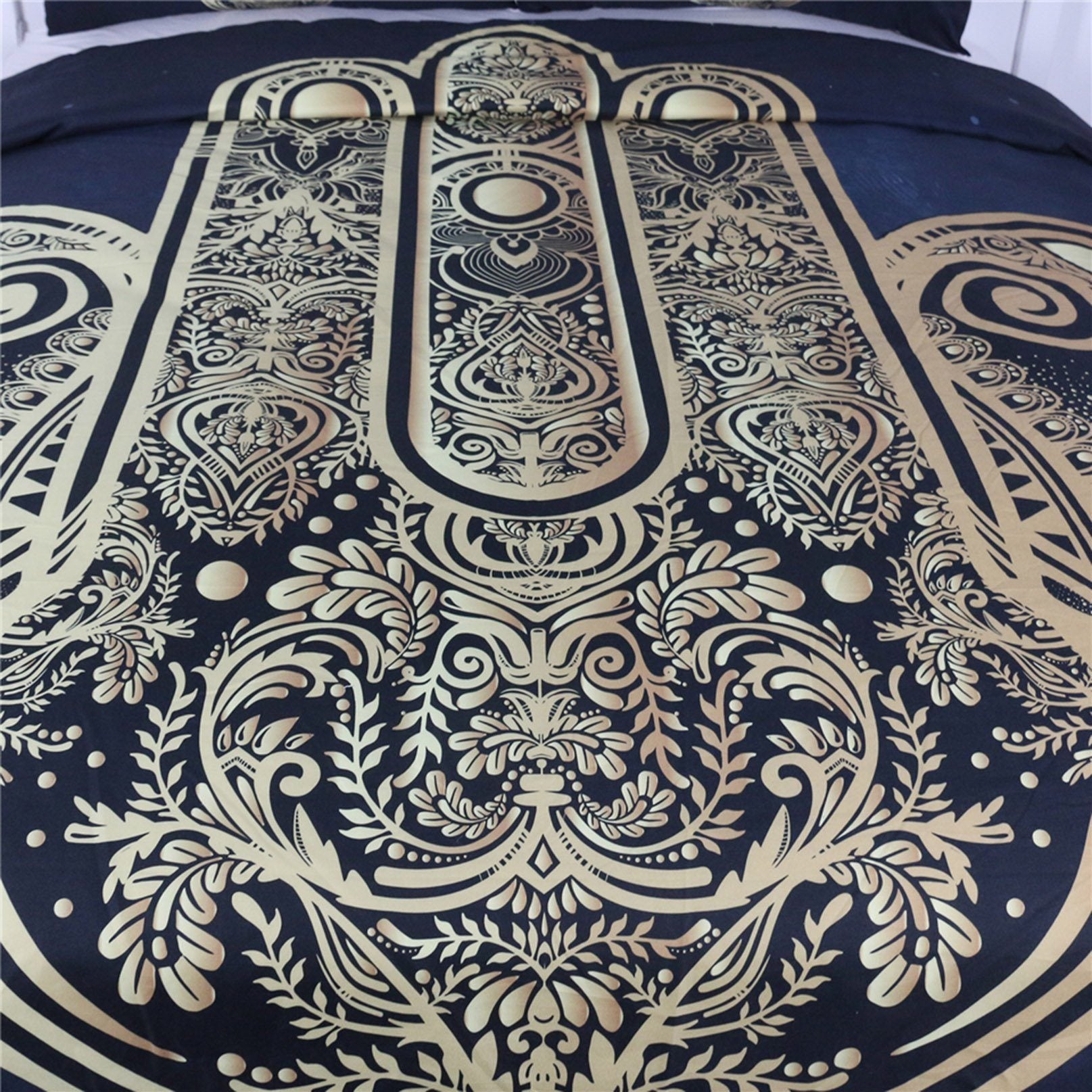 3D Gold Palm 195 Bed Pillowcases Quilt Wallpaper AJ Wallpaper 