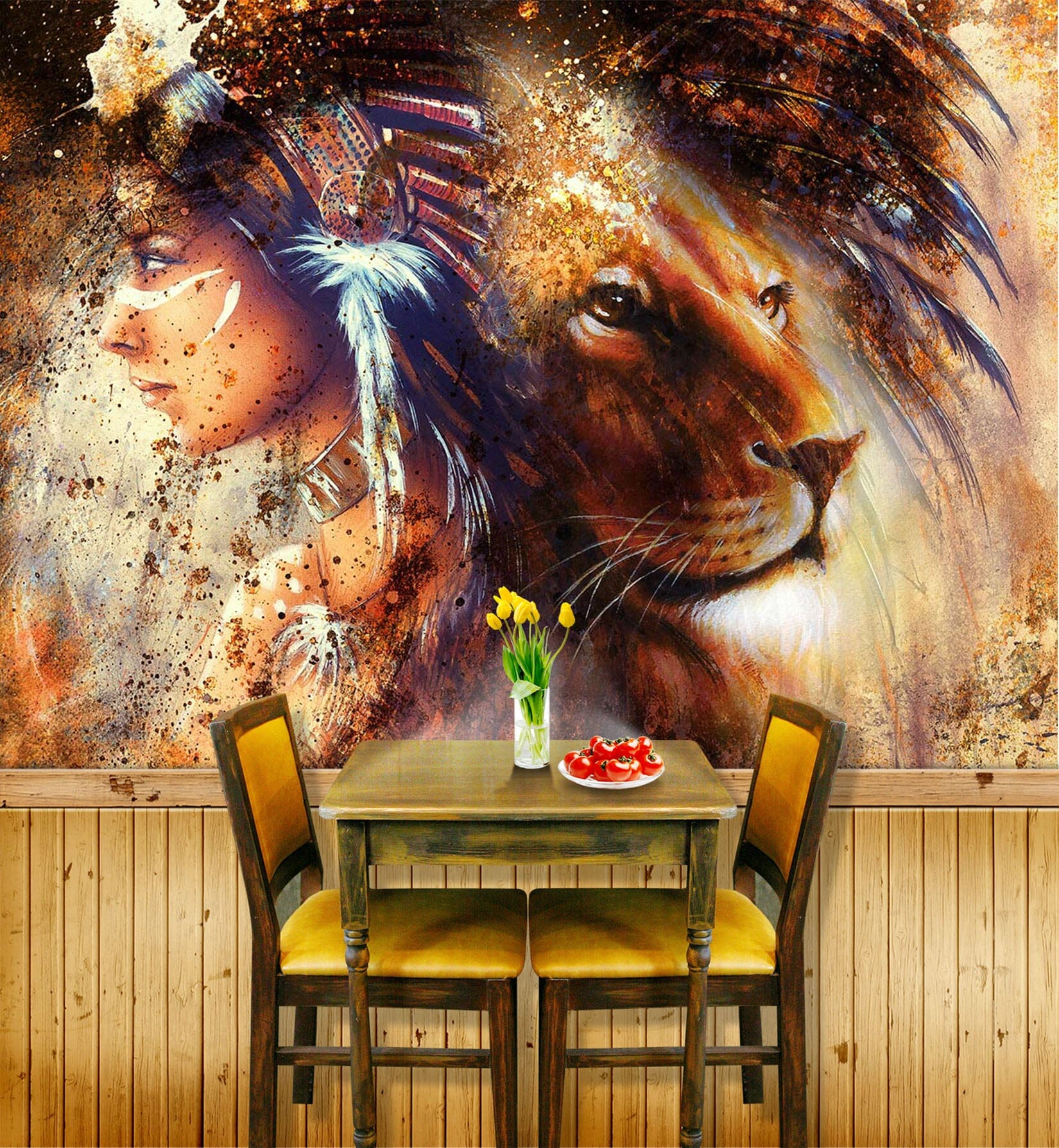 3D Lion Girl 336 Wall Murals Wallpaper AJ Wallpaper 2 