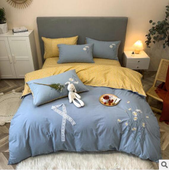 3D Blue Yellow Grid 40197 Bed Pillowcases Quilt