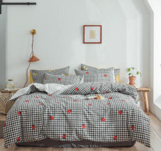 3D Black Grid Small Strawberry 15113 Bed Pillowcases Quilt