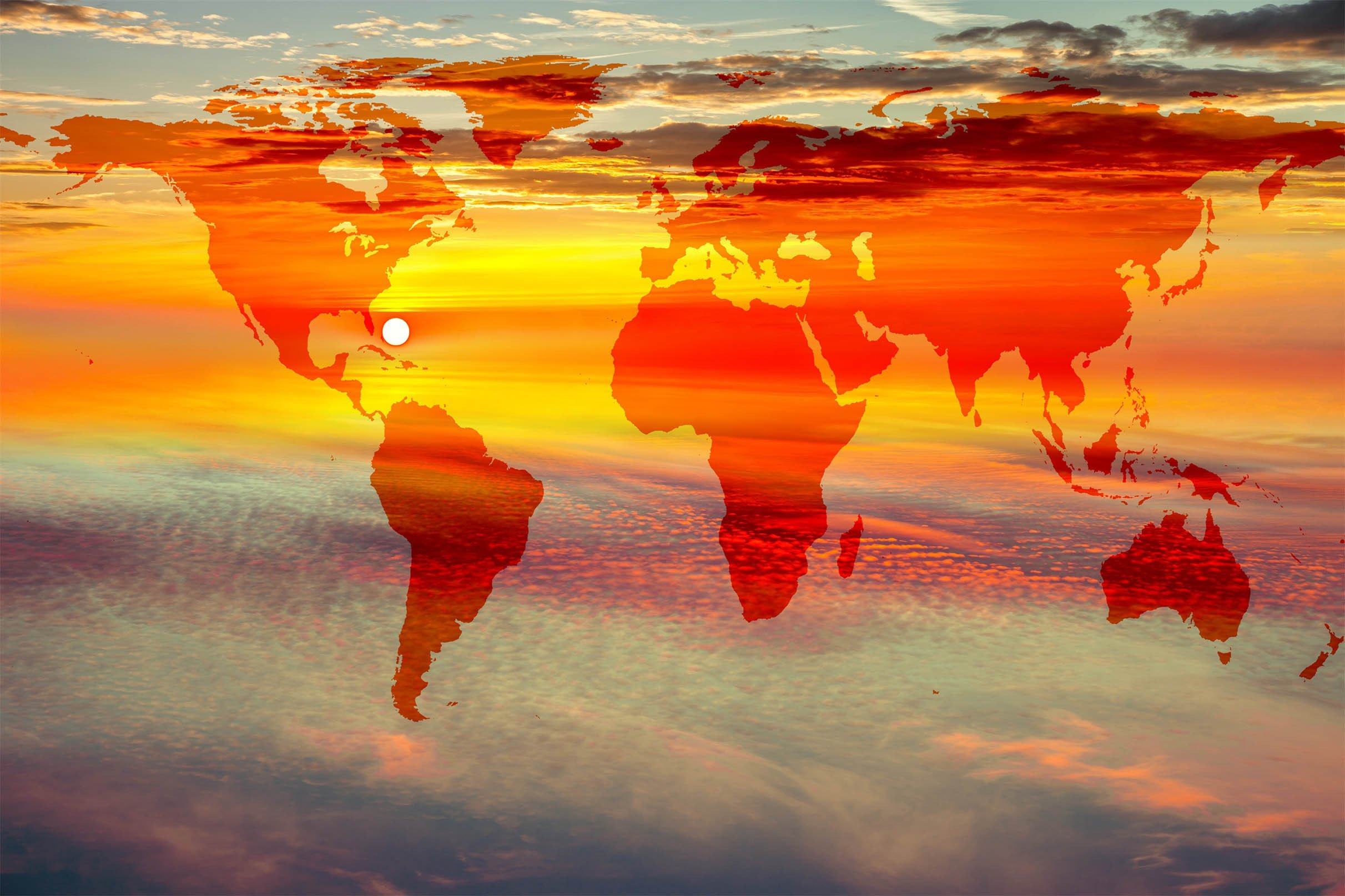 3D Sunset Sky World Map 608 Kitchen Mat Floor Mural Wallpaper AJ Wallpaper 