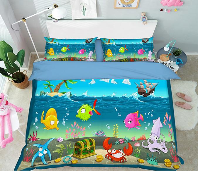 3D Cartoon Ocean 001 Bed Pillowcases Quilt Wallpaper AJ Wallpaper 