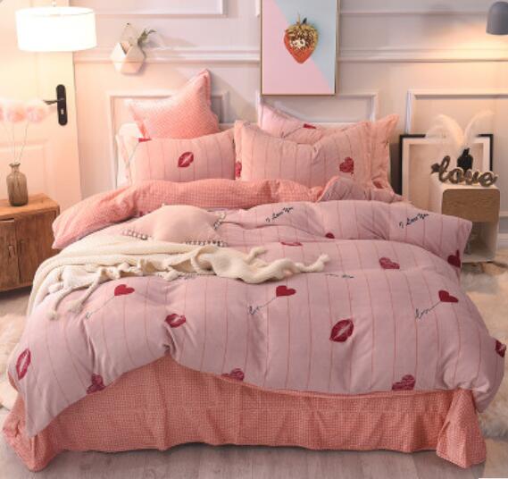 3D Pink Lip Print 20133 Bed Pillowcases Quilt