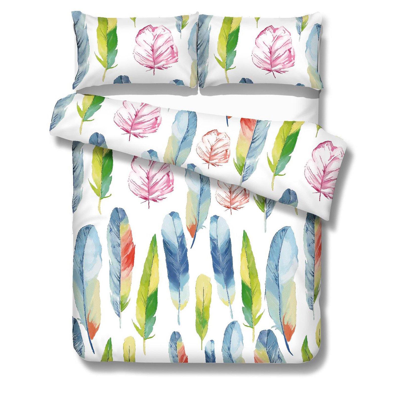 3D Watercolor Feather 181 Bed Pillowcases Quilt Wallpaper AJ Wallpaper 