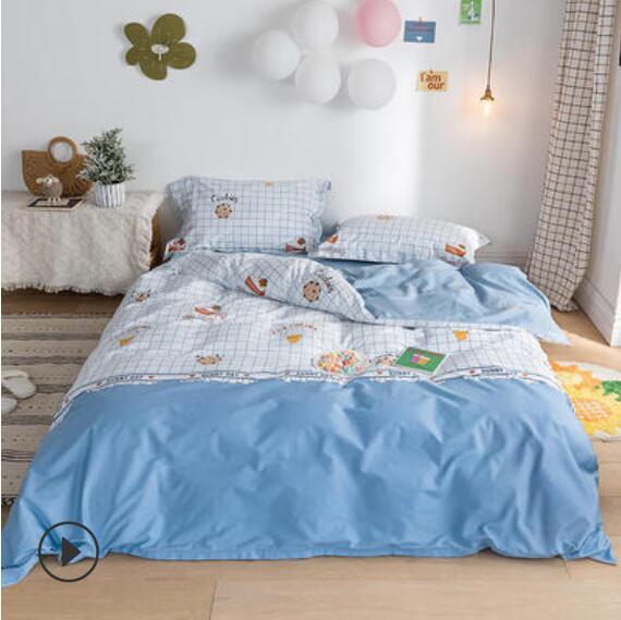 3D Light Blue Plaid 14101 Bed Pillowcases Quilt