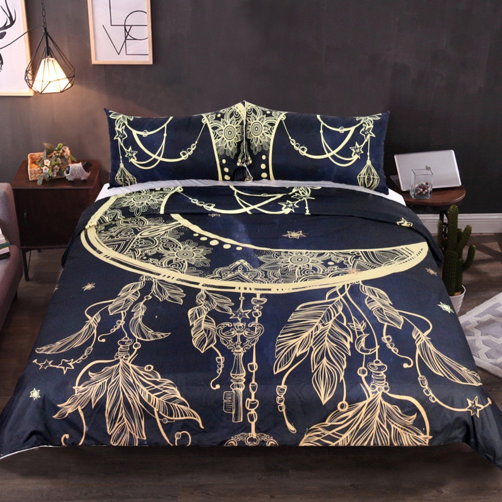 3D Feather Moon 200 Bed Pillowcases Quilt Wallpaper AJ Wallpaper 