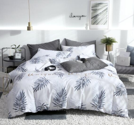 3D Dark Gray Leaves 16056 Bed Pillowcases Quilt