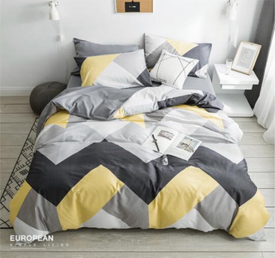 3D Gray-Yellow Curve 14040 Bed Pillowcases Quilt