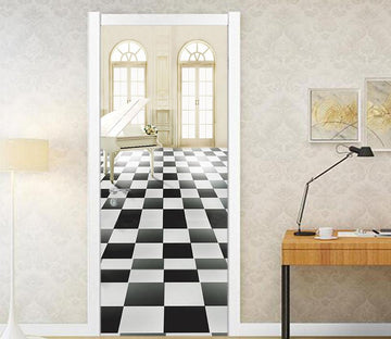 3D lattice floor tile a living room door mural Wallpaper AJ Wallpaper 