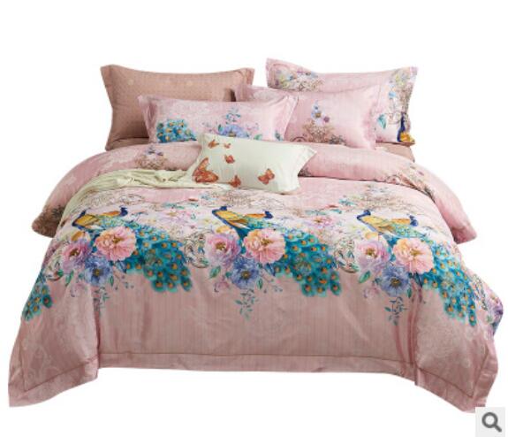 3D Pink Bottom Flower Peacock 14113 Bed Pillowcases Quilt