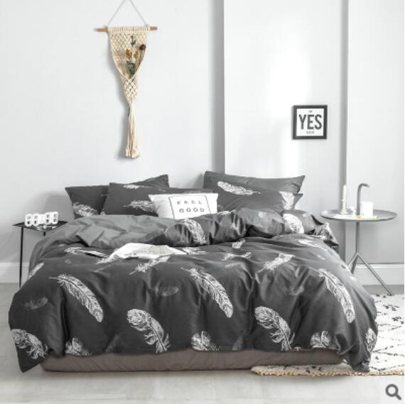3D Dark Gray Bottom Feathers 15022 Bed Pillowcases Quilt