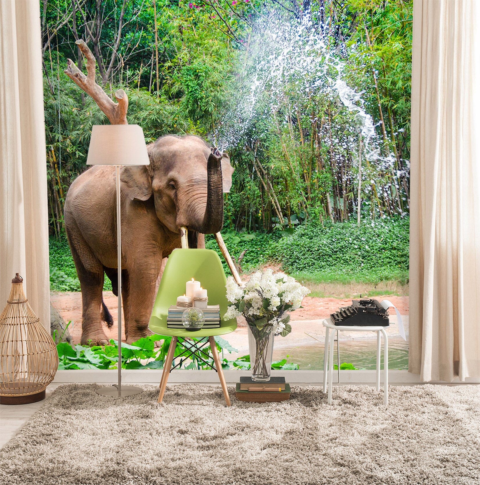 3D Elephant Forest 328 Wall Murals Wallpaper AJ Wallpaper 2 